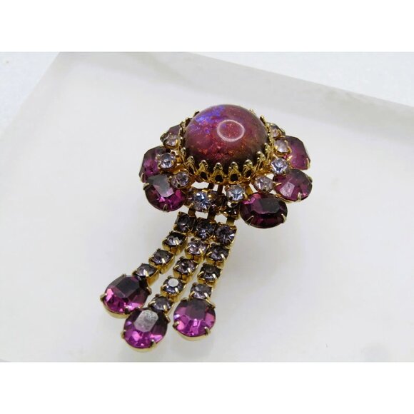 Vintage Rare Important Early CORO Purple w/ Bronze Tourmaline DangleBrooch